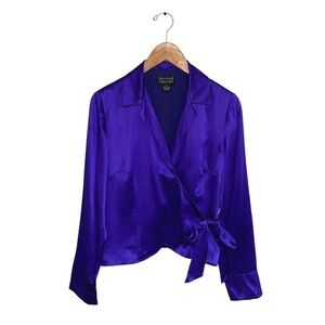 Spenser Jeremy Blouse Women’s Size 8 US‎ Purple 100% Silk Vintage Wrap Style